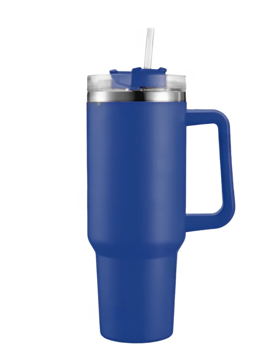 Vaso con tapa y popote de acero inoxidable