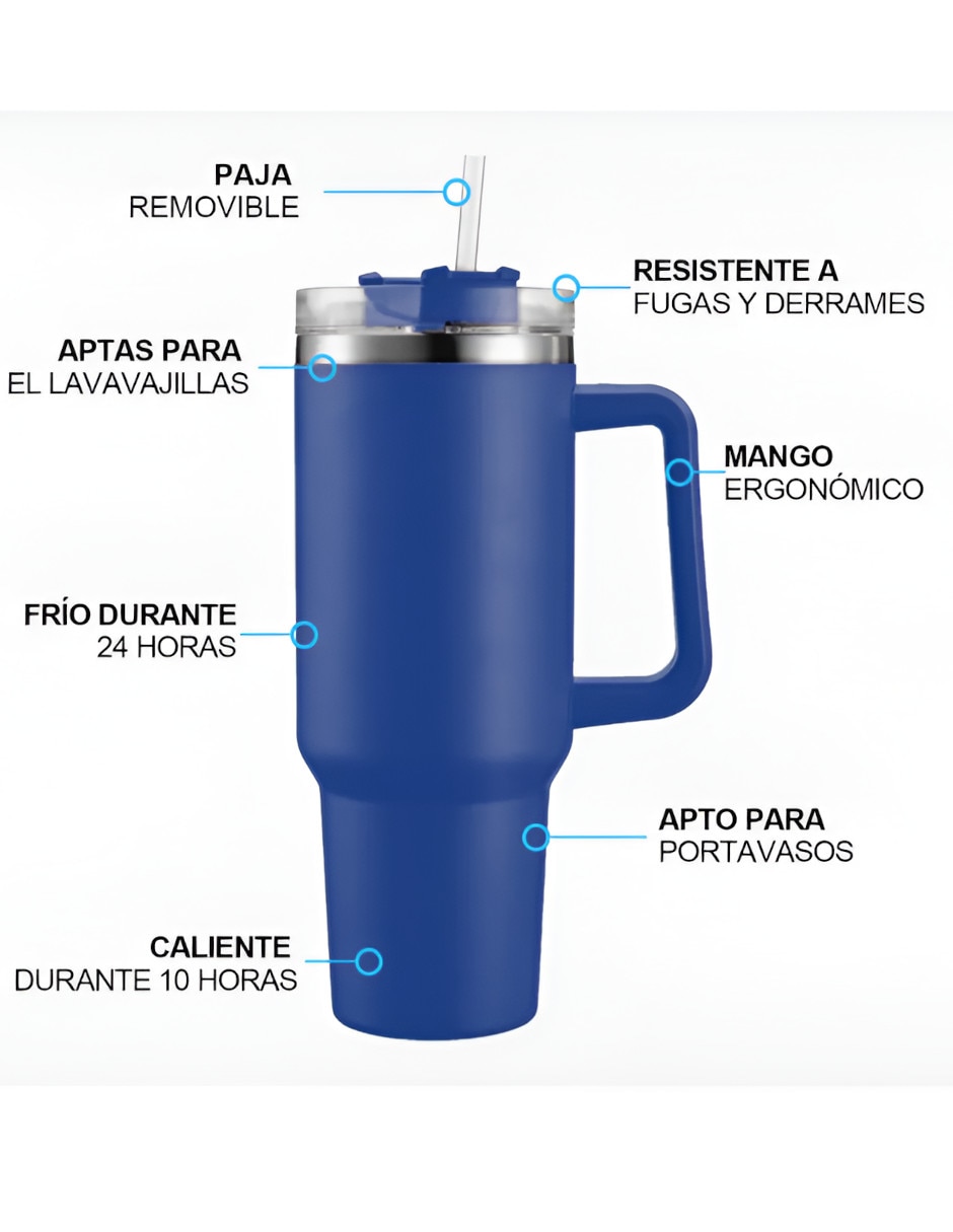 Vaso con tapa y popote Xtellar de acero inoxidable