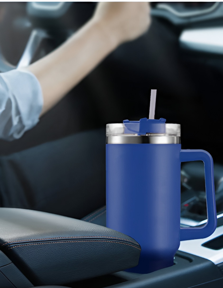 Vaso con tapa y popote Xtellar de acero inoxidable