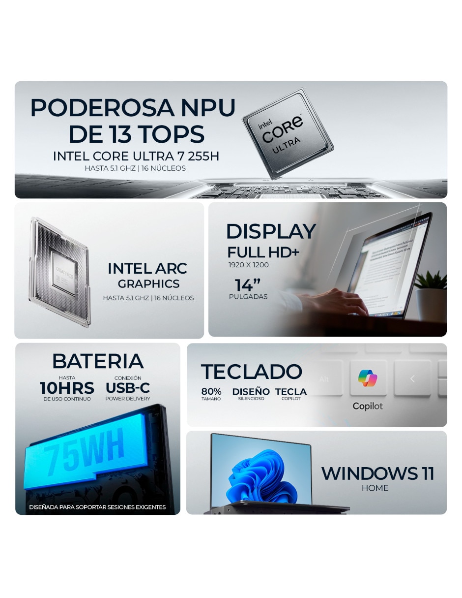 Laptop touch UX3405CA-U7512 14 pulgadas WUXGA Intel core ultra 7 16 GB RAM 512 GB SSD 3
