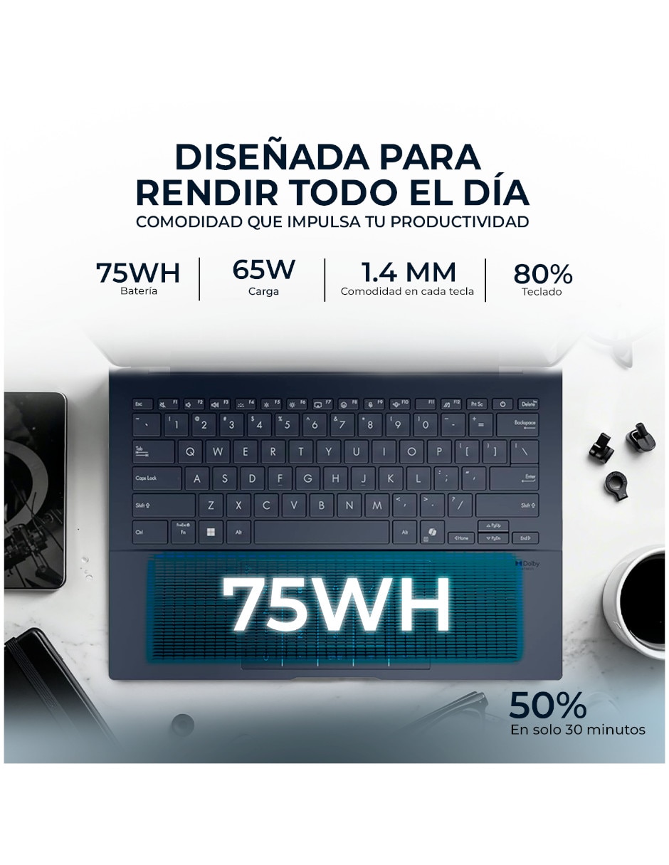 Laptop touch UX3405CA-U7512 14 pulgadas WUXGA Intel core ultra 7 16 GB RAM 512 GB SSD 8