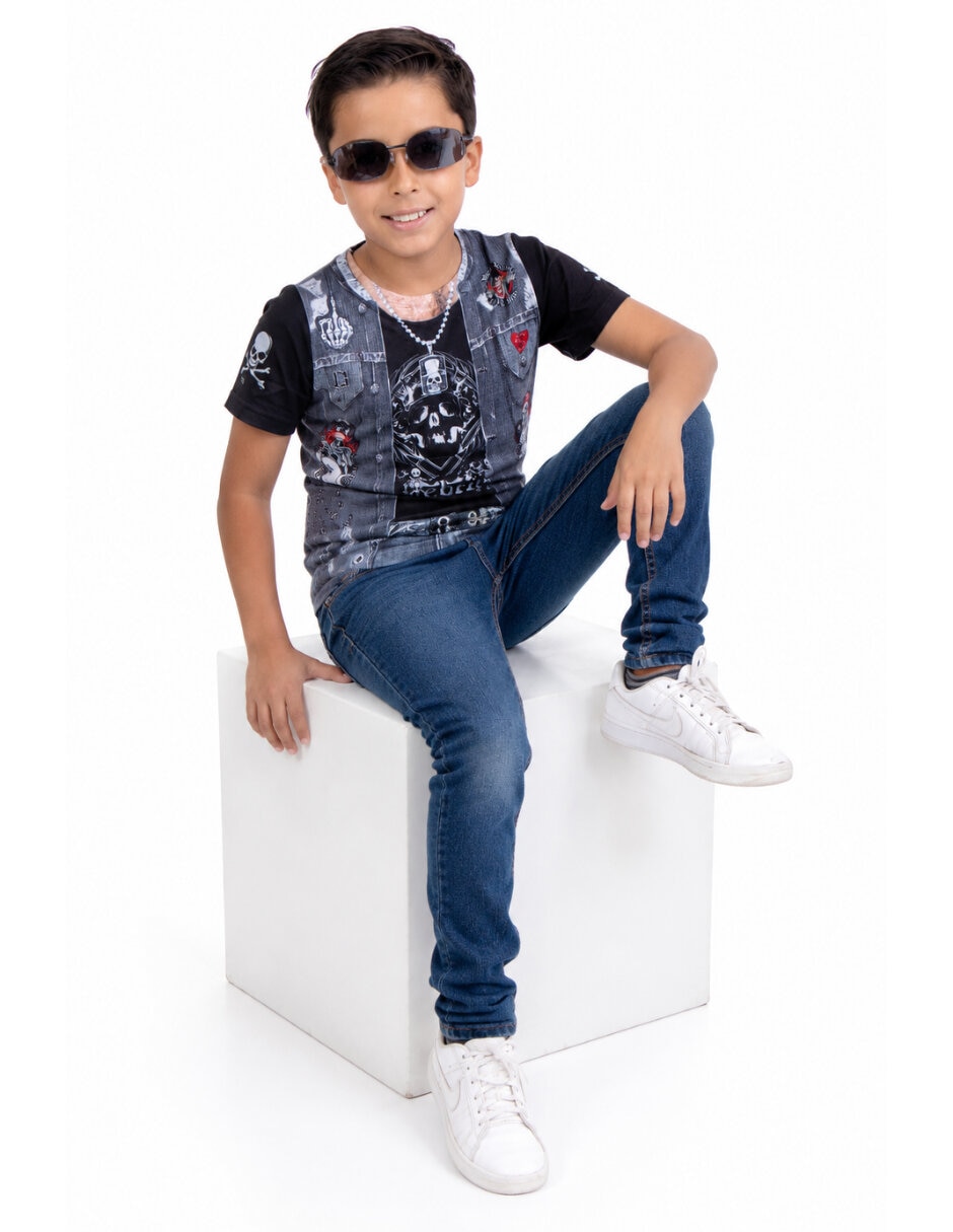 Disfraz Ghoulish Productions playera de Rockstar para niño