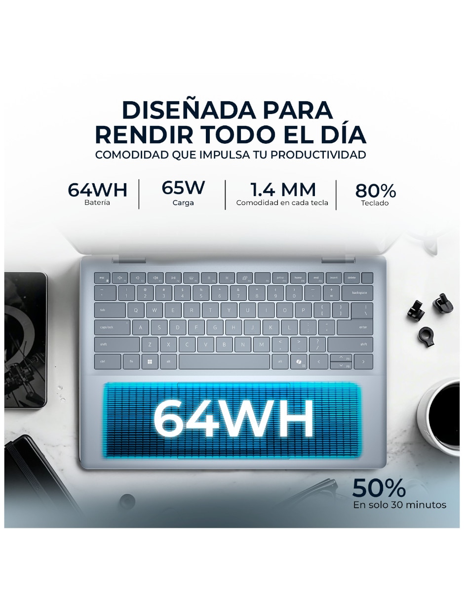 Laptop touch Dell LDB04250-7137BLU-PUS 14 pulgadas WUXGA Intel core ultra 7 integradas 16 GB RAM 1 TB SSD