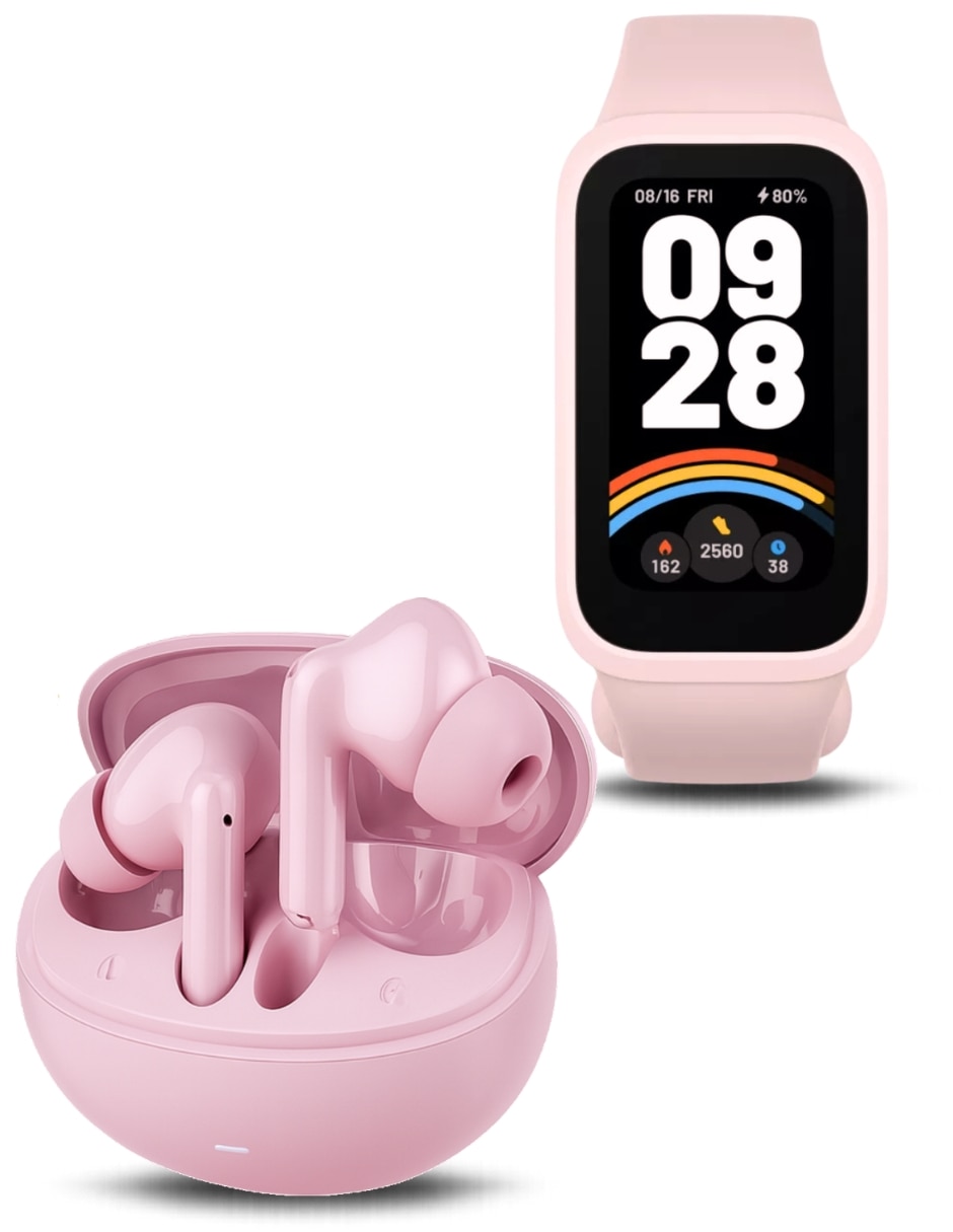 Kit smartwatch Xiaomi smart band 9 active rosa con audífonos G-tide l42 rosa unisex