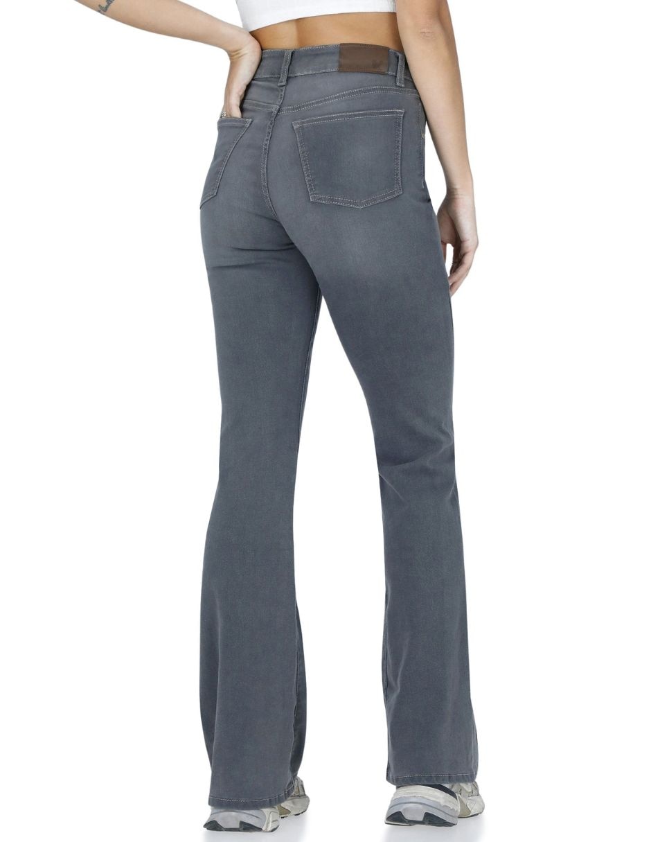 Jeans regular acampanado cintura alta para mujer 2