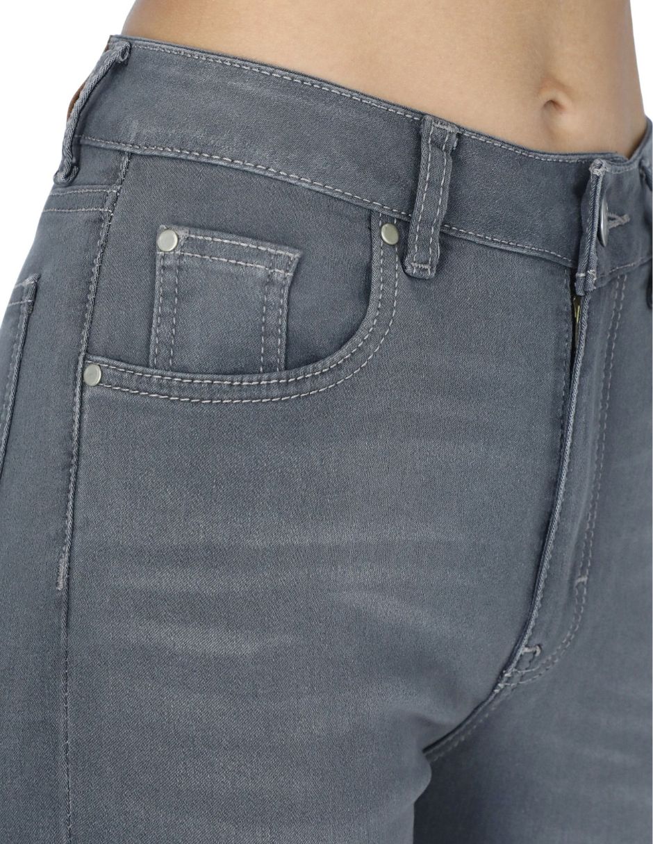 Jeans regular acampanado cintura alta para mujer 3
