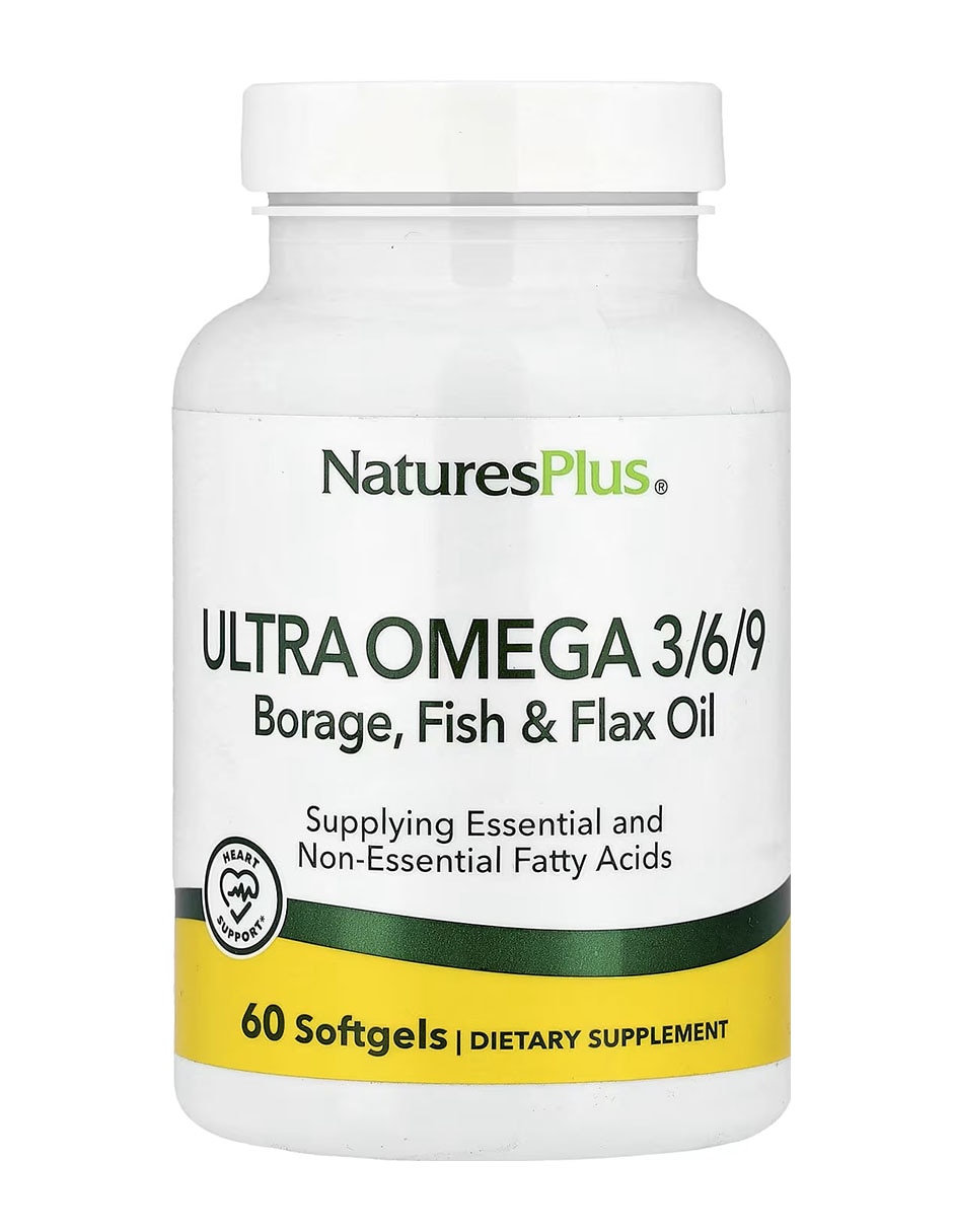 Ultra Omega 3/6/9 Natureplus con Omega 3, 6, 9 sabor sin sabor de 60 cápsulas