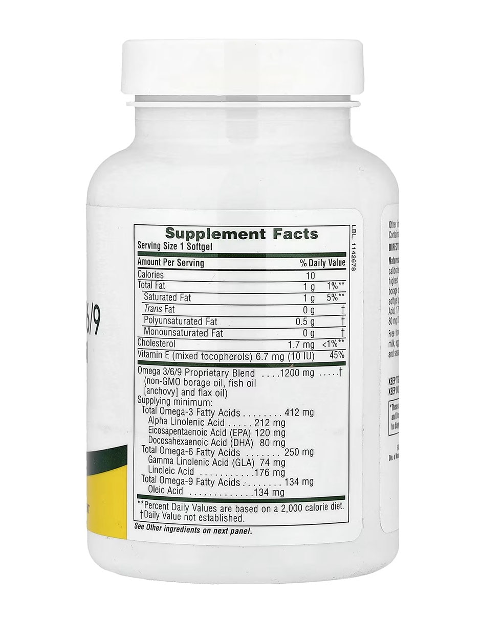 Ultra Omega 3/6/9 Natureplus con Omega 3, 6, 9 sabor sin sabor de 60 cápsulas