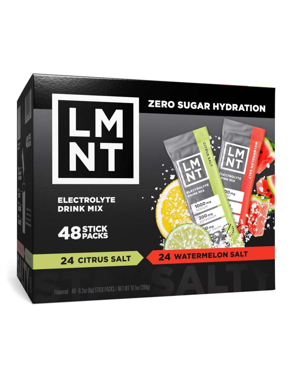Electrolitos lmnt sin azúcar paquete variado 48 sobres Lmnt con electrolitos con vitamina D calcio zinc potasio vitamina C fosforo magnesio cloruro diferentes sabores
