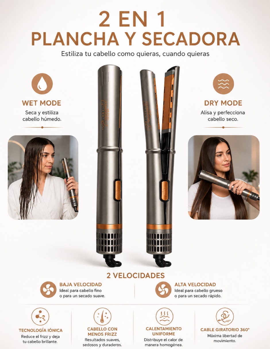 Plancha para cabello con aire Rucci Air Glide Hd134 placas de cerámica - iones
