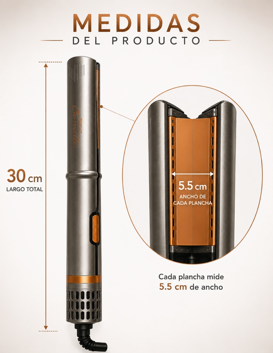 Plancha para cabello con aire Rucci Air Glide Hd134 placas de cerámica - iones