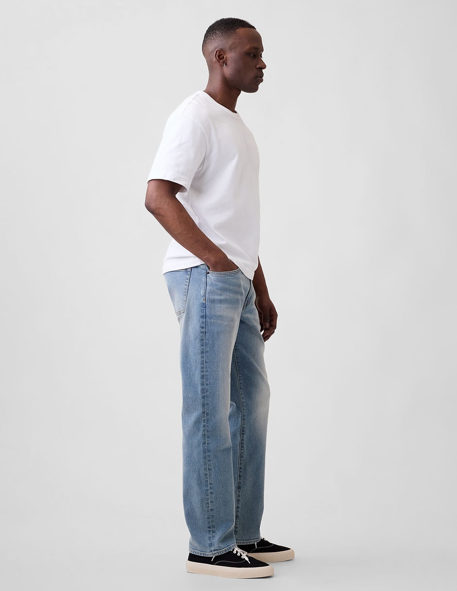 Jeans recto lavado whisker para hombre 4