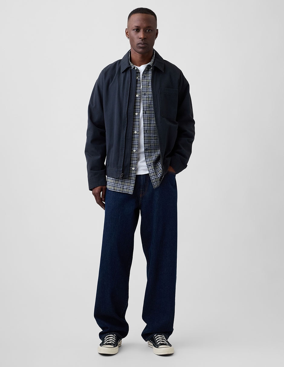 Pantalón baggy lavado obscuro para hombre