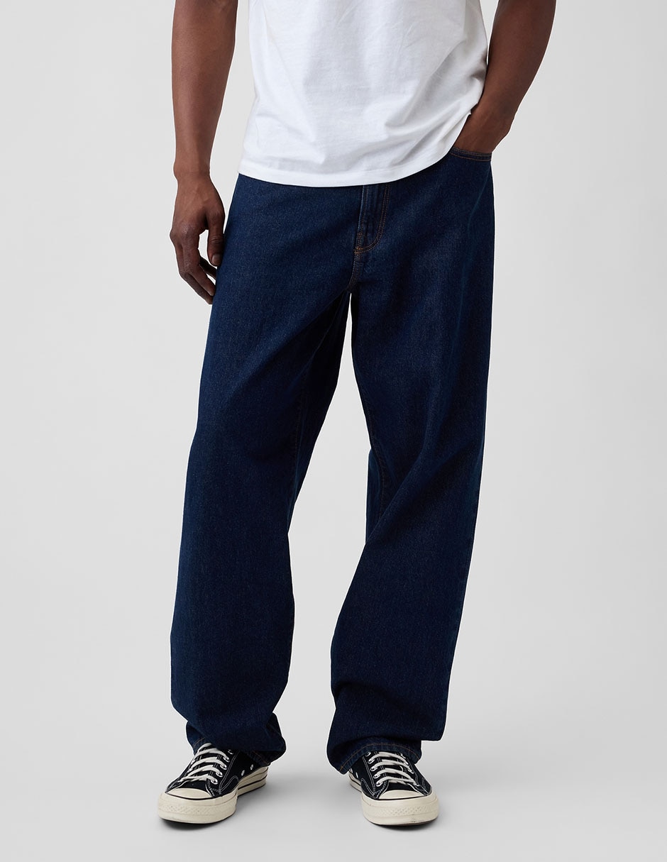 Pantalón baggy lavado obscuro para hombre 4