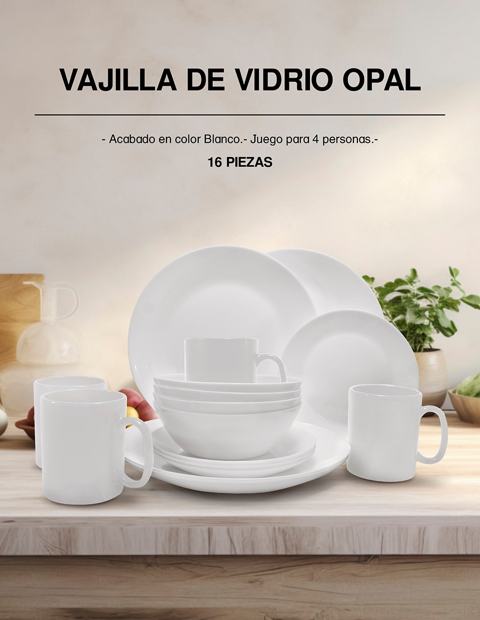 Vajilla Andromeda Inc cocina de vidrio para 4 personas