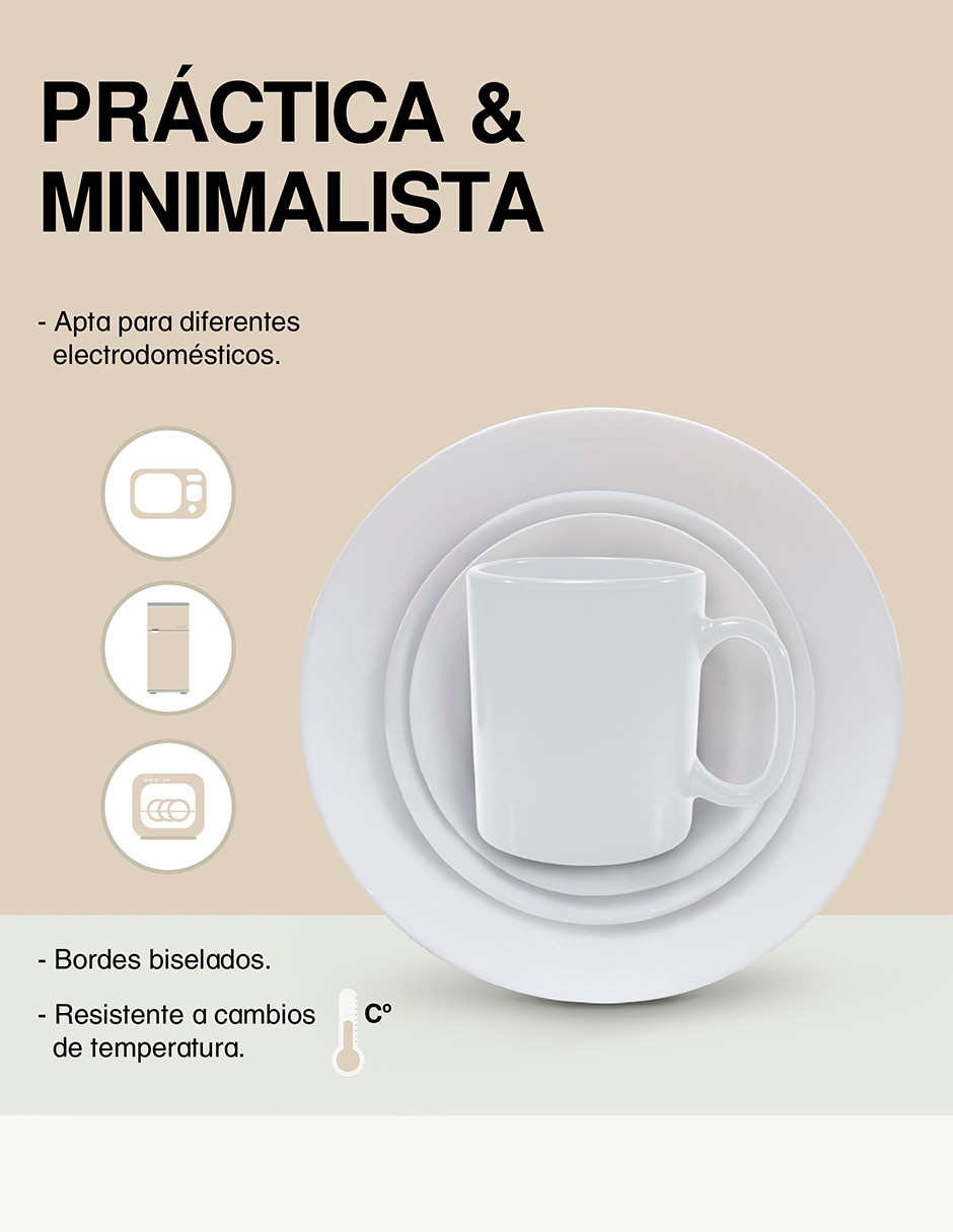 Vajilla Andromeda Inc cocina de vidrio para 4 personas