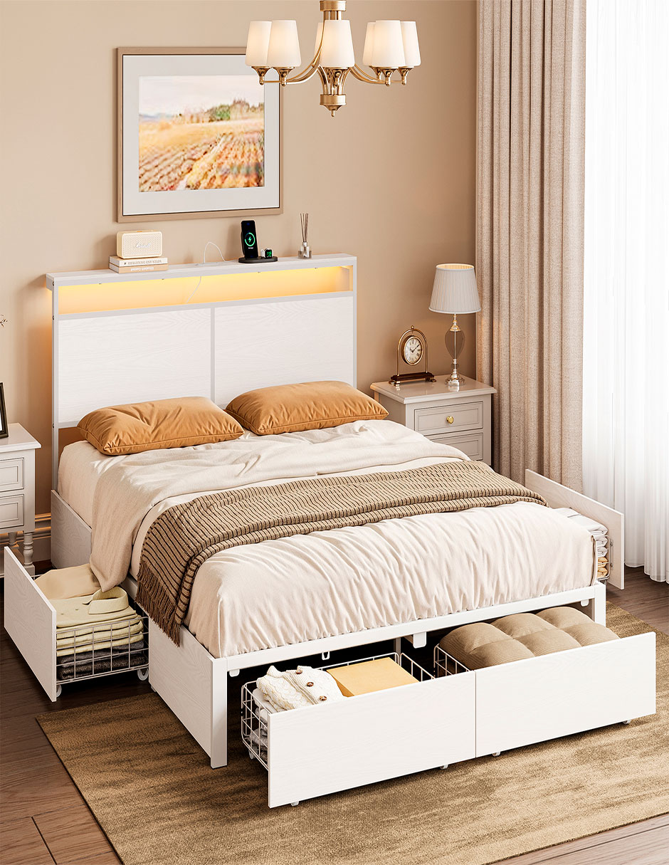 Base para cama armable Led de MDF