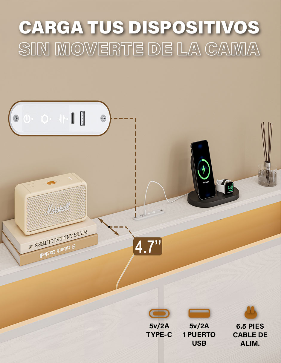 Base para cama armable Led de MDF 14