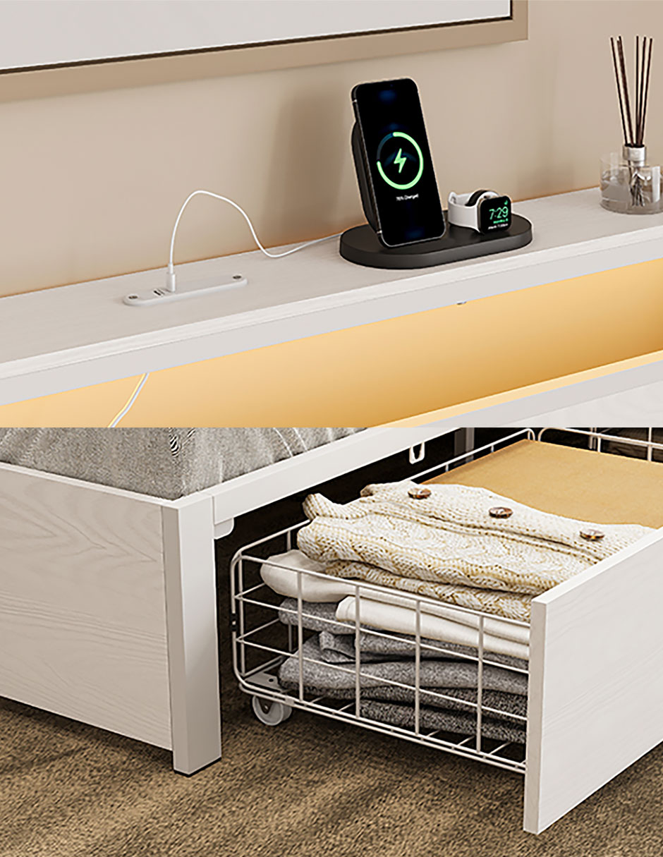 Base para cama armable Led de MDF 6