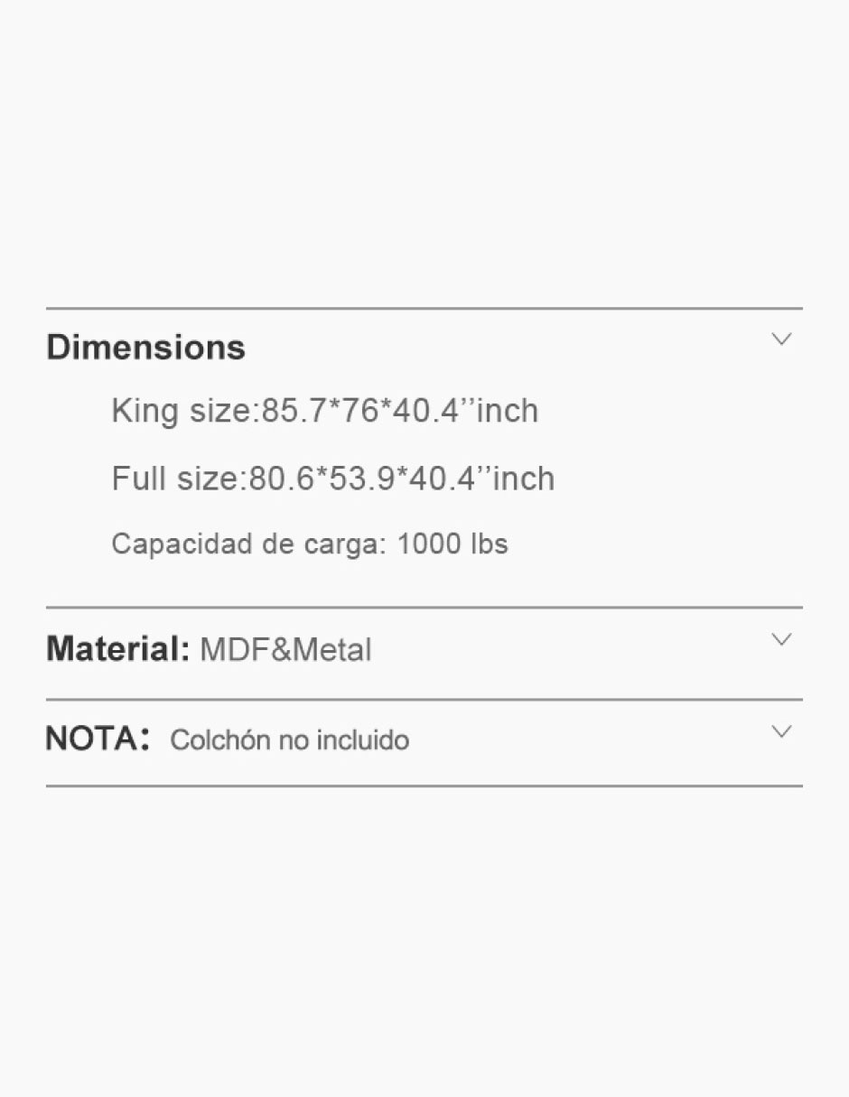 Base para cama armable Led de MDF 8
