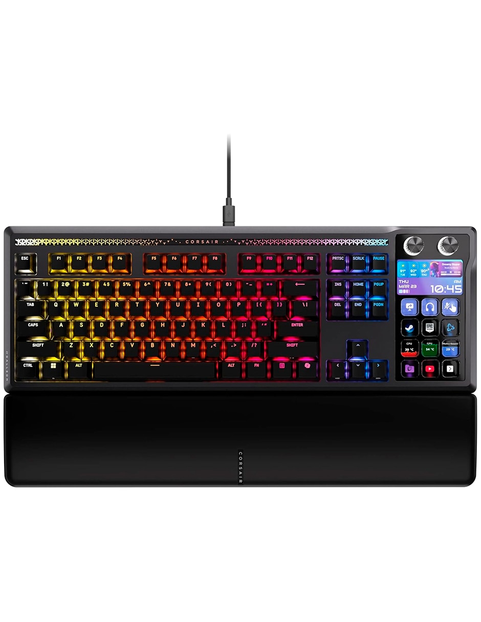 Teclado gamer Usb-a 2.0 Qwert inglés con interruptor lineal red black Corsair Ch-912a31i-na