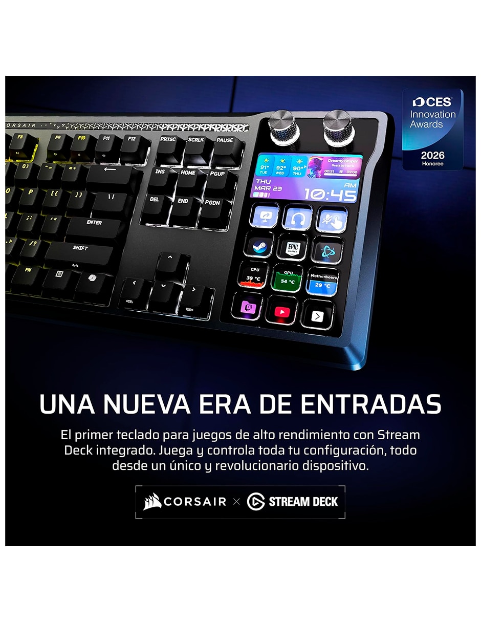 Teclado gamer Usb-a 2.0 Qwert inglés con interruptor lineal red black Corsair Ch-912a31i-na