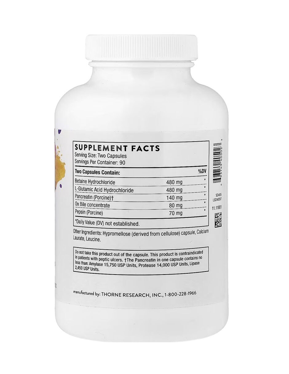 Enzimas digestivas avanzadas con clorhidrato de betaína de 180 cápsulas 2
