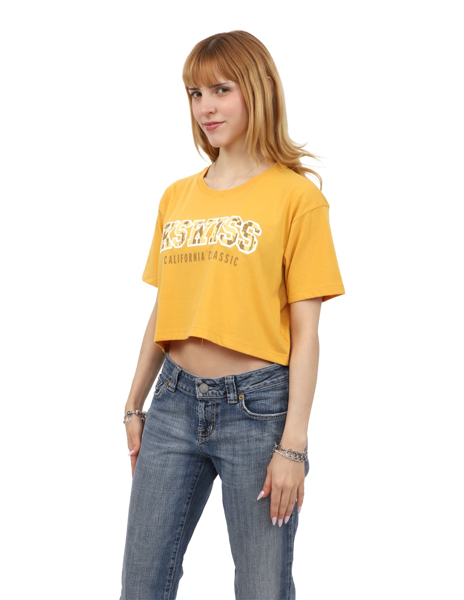 Playera manga corta cuello redondo para mujer 4
