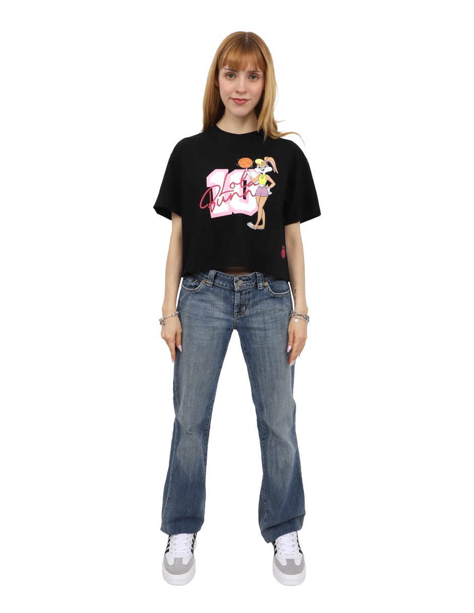 Playera manga corta pload cuello redondo para mujer