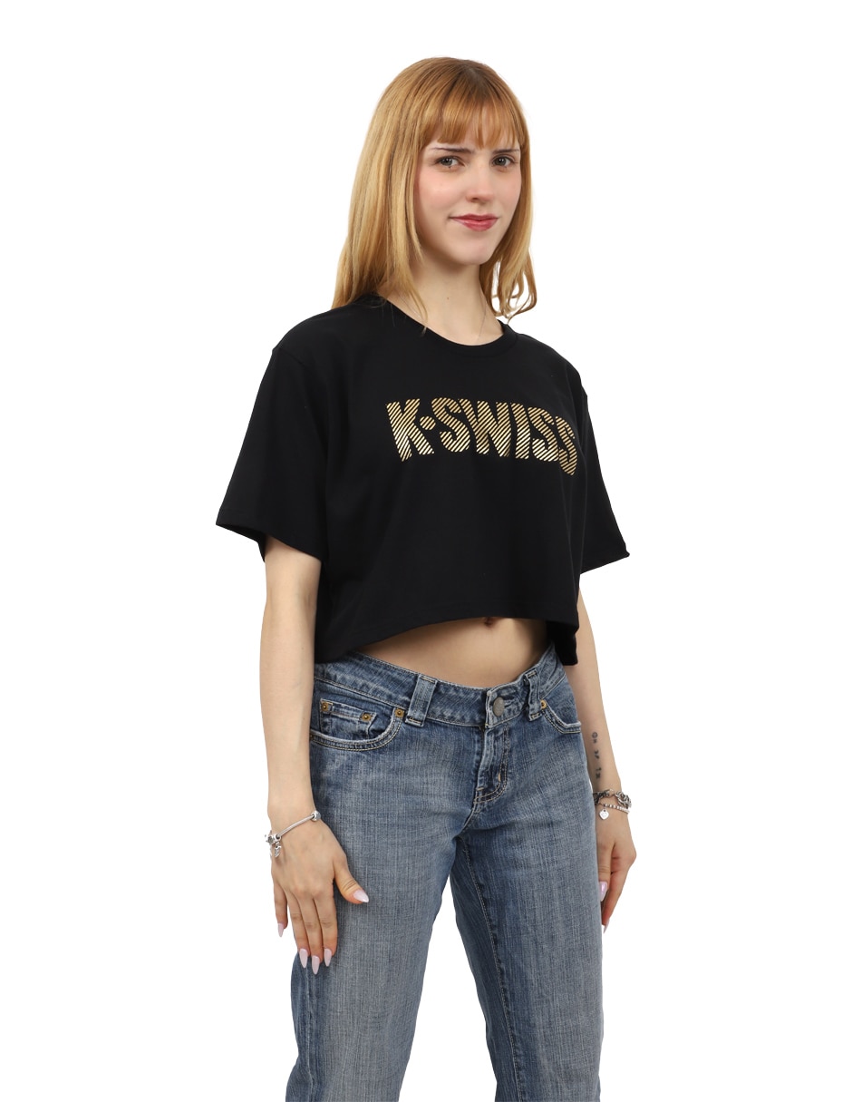 Playera manga corta K-Swiss Crop4 cuello redondo para mujer