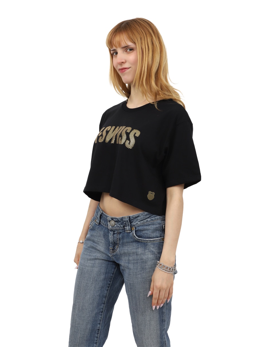 Playera manga corta K-Swiss Crop4 cuello redondo para mujer