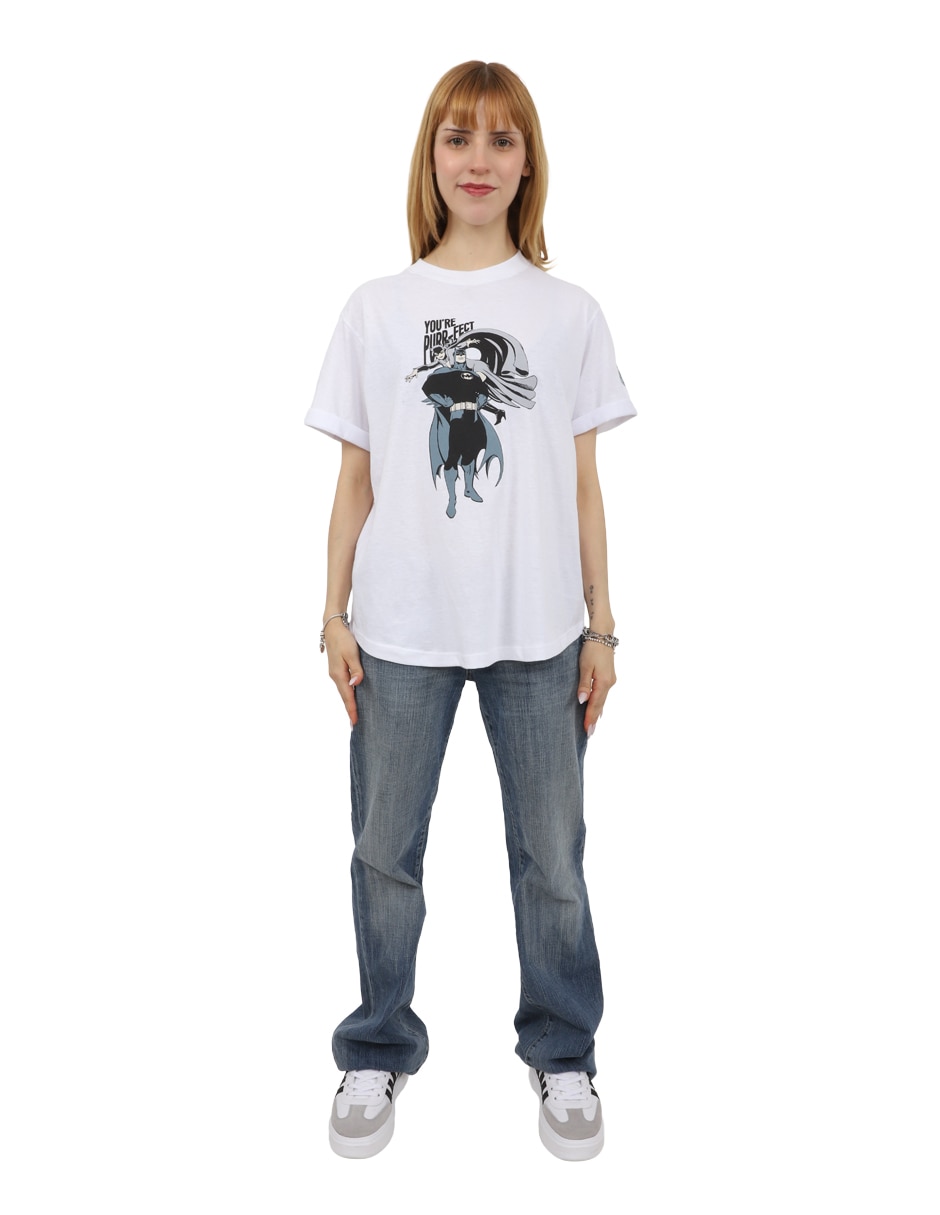 Playera manga corta batman cuello redondo para mujer