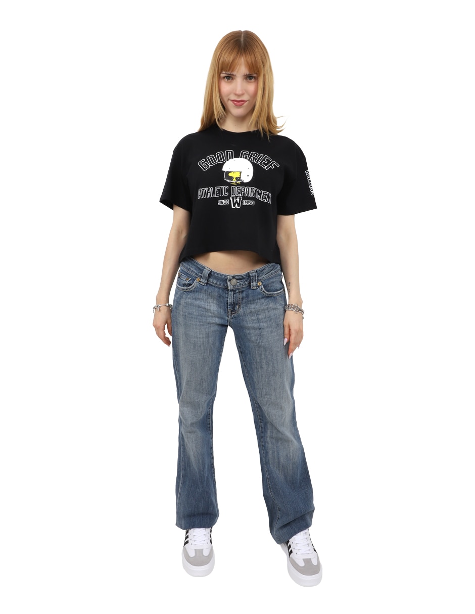 Playera manga corta paina cuello redondo para mujer Playera manga corta paina cuello redondo para mujer