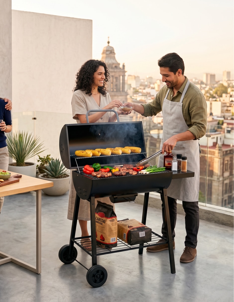 Asador carbón de acero inoxidable