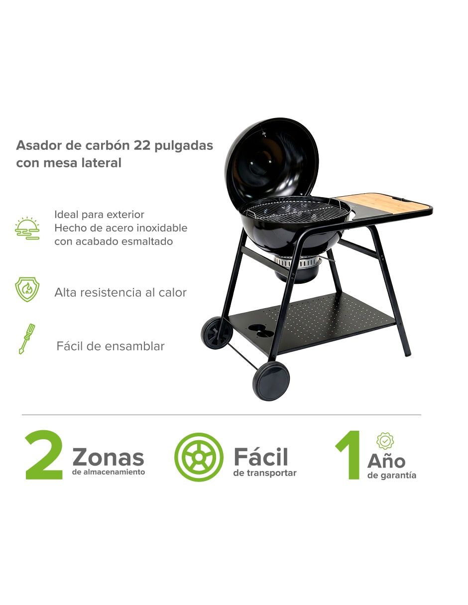 Asador carbón de acero inoxidable