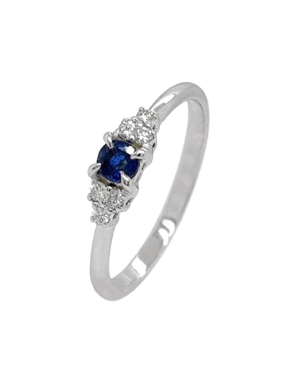 Anillo con gema de ovalada idc jun2026 14 k de oro blanco zafiro y diamante brillante