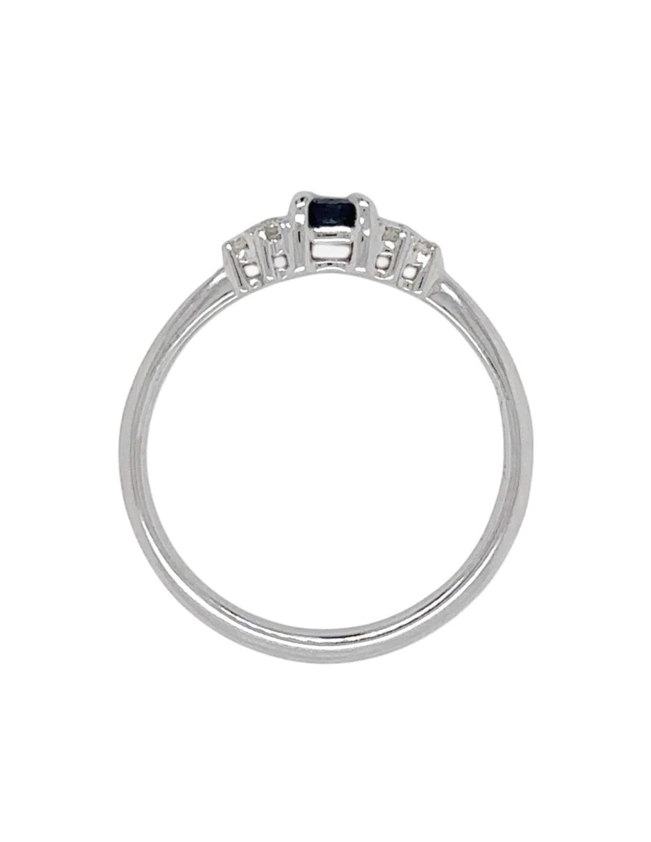 Anillo con gema de ovalada idc jun2026 14 k de oro blanco zafiro y diamante brillante