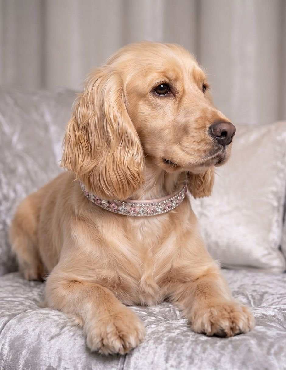 Collar decorativo para perro vinipiel rosa 3