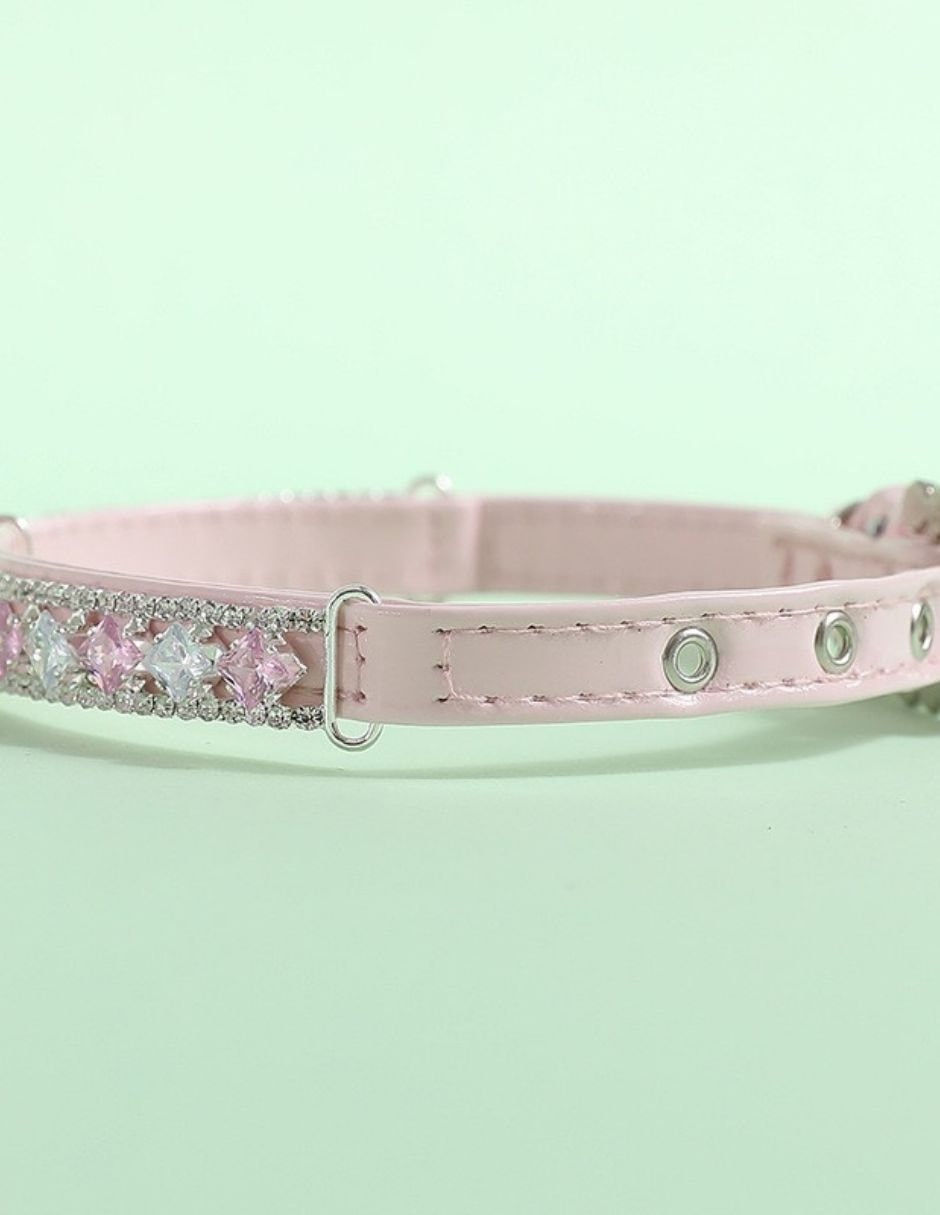 Collar decorativo para perro vinipiel rosa 4