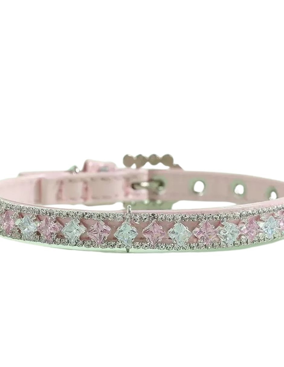 Collar decorativo para perro Maypet vinipiel rosa