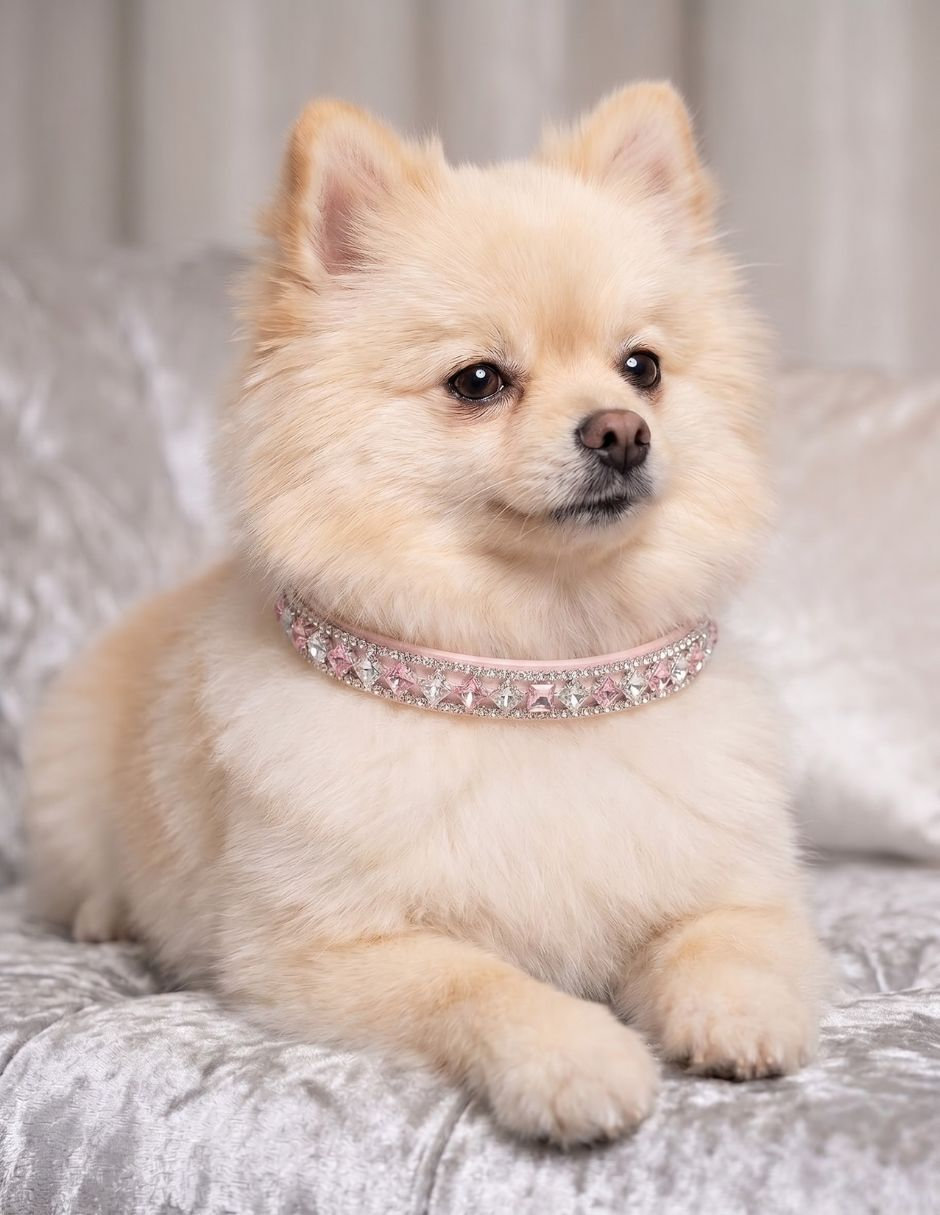 Collar decorativo para perro Maypet vinipiel rosa
