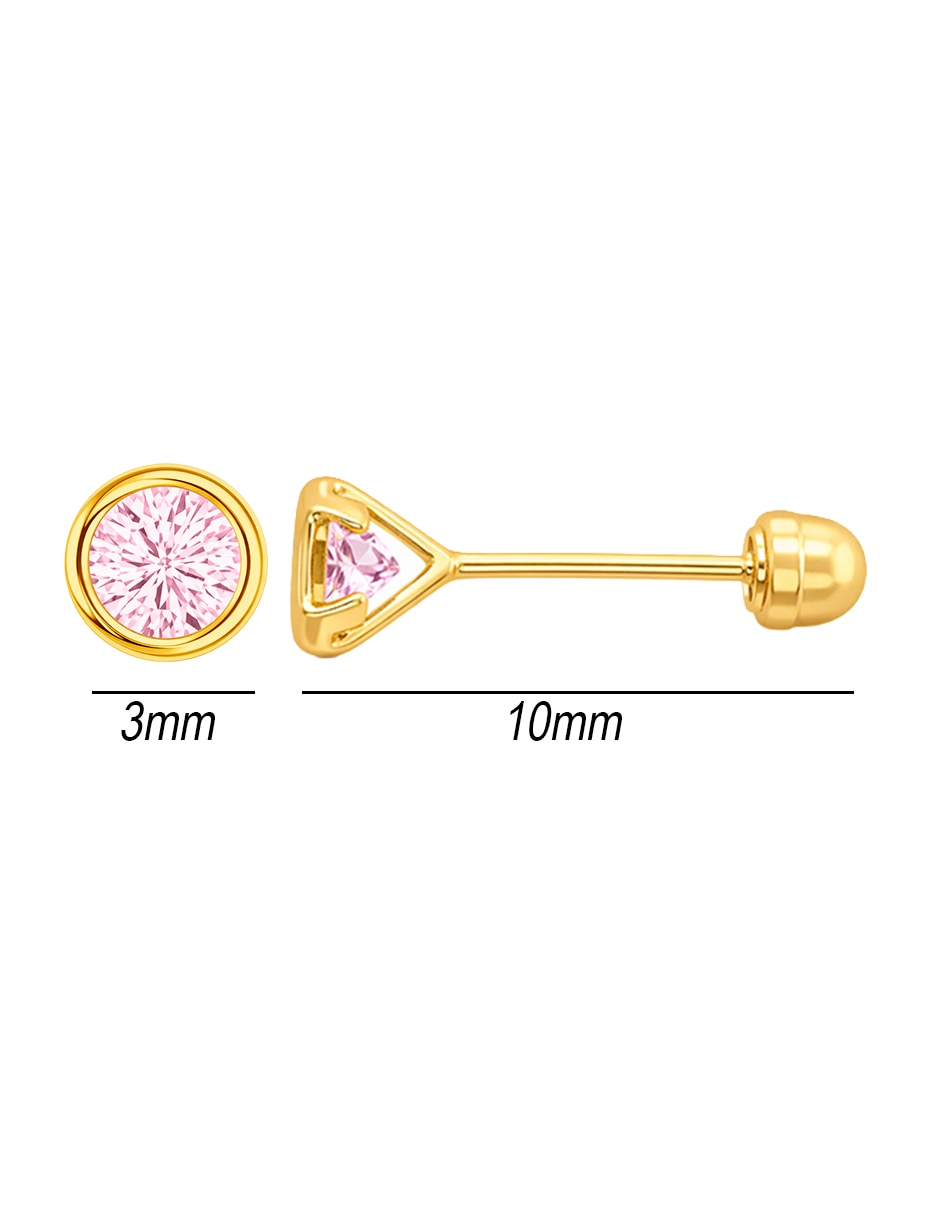 Broqueles circular de oro 14 k con acabado brillante zirconia 5