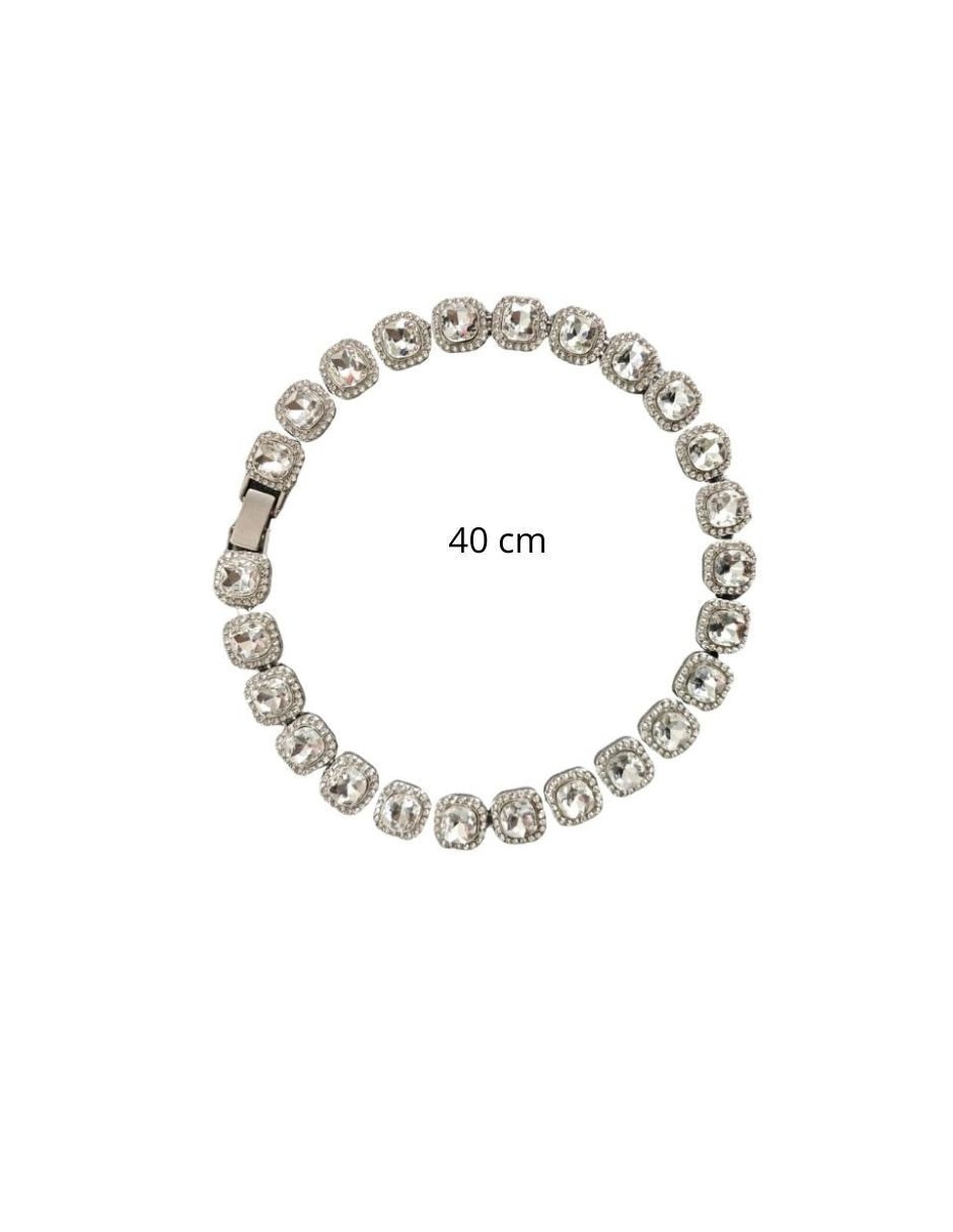 Collar decorativo para perro cristal plata 1