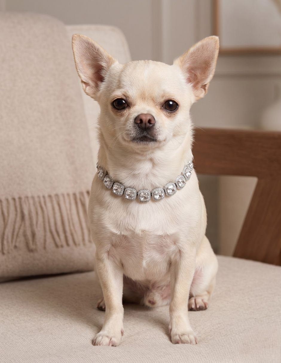 Collar decorativo para perro cristal plata 6