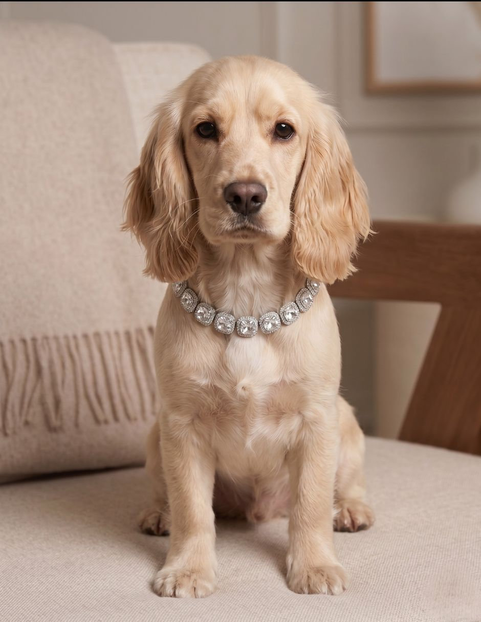 Collar decorativo para perro cristal plata