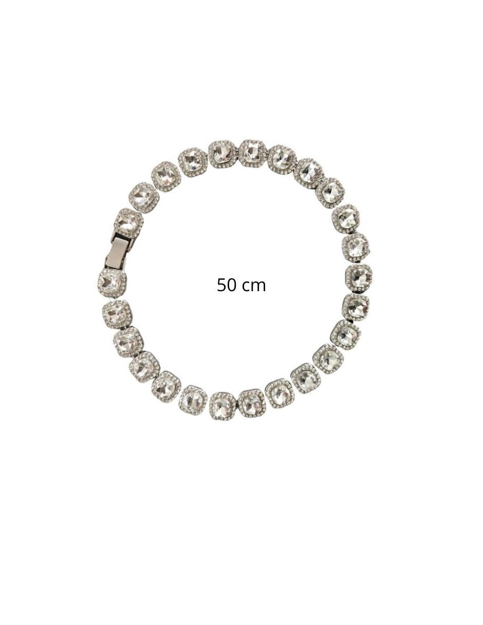 Collar decorativo para perro cristal plata