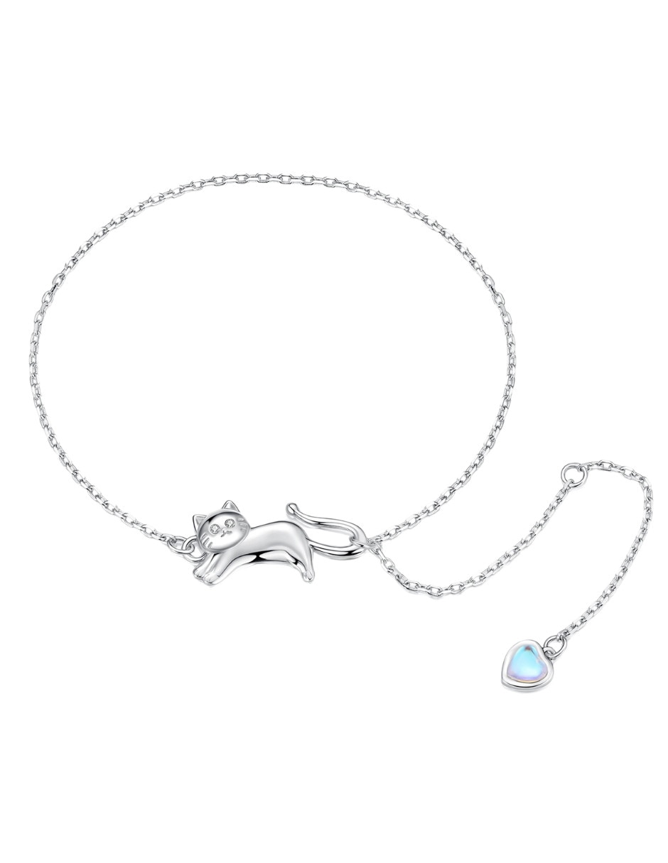 Pulsera de plata con piedra lunar Pets acabado pulido