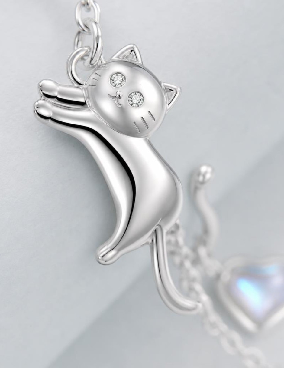 Pulsera Chulada de plata con piedra lunar Pets acabado pulido