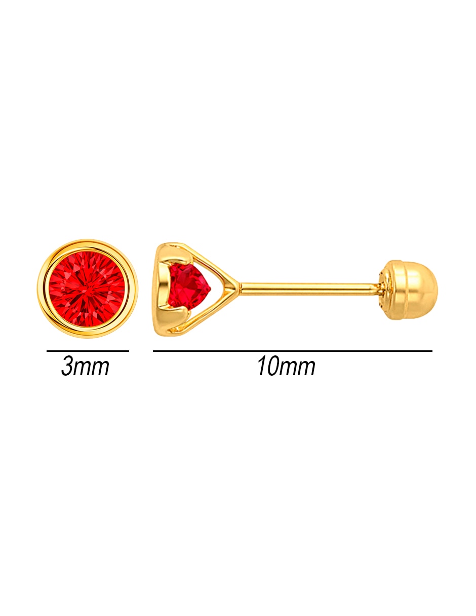 Broqueles circular de oro 14 k con acabado brillante zirconia 5