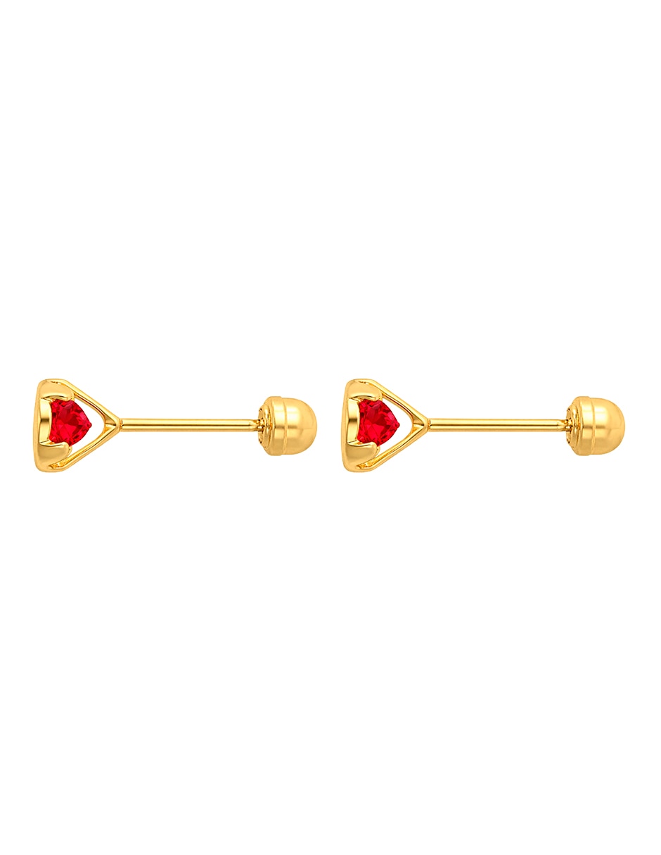Broqueles circular de oro 14 k con acabado brillante zirconia 2